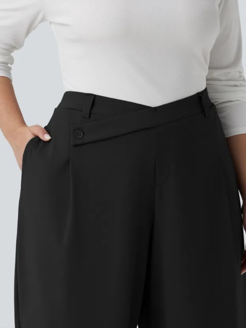 Halara Flex DayStretch Asymmetric High Waisted Barrel Leg Black Size 2XL - Picture 3 of 7